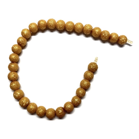 As Low As $2 Mustard Yellow Textured Pearlized Glass Round Beads 10mm (30) - Picture 2 of 2